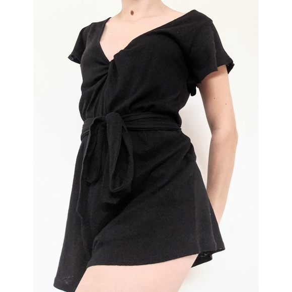 Free People Deep-V Tie Waist Flutter Sleeve Romper - Picture 4 of 5